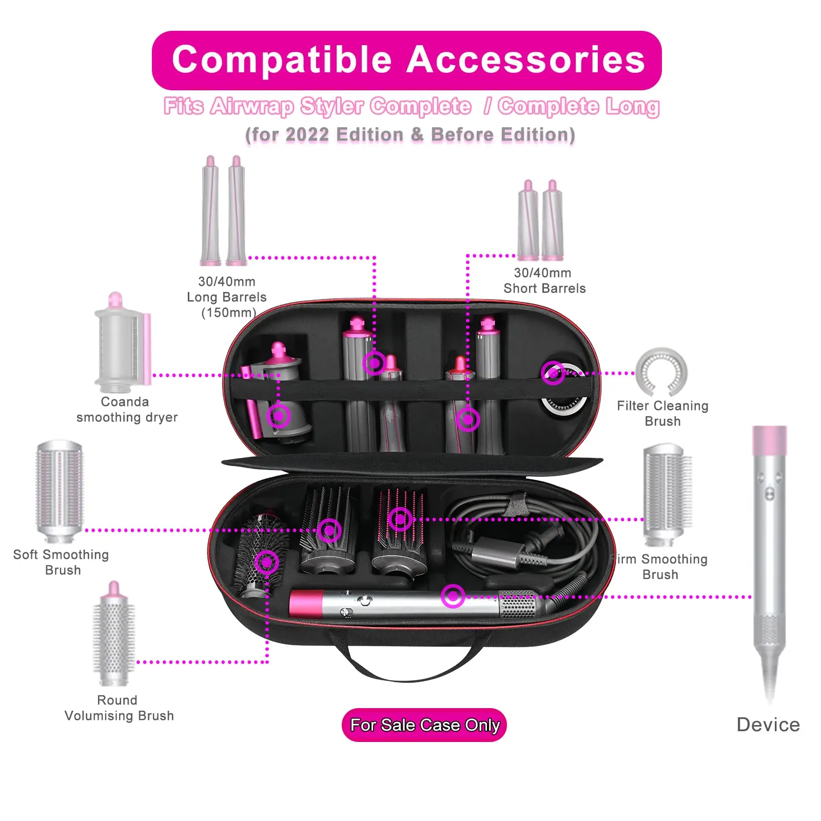 Hard Case Compatible with Dyson Airwrap Complete Long & Compatible with Complete Styler HS08 HS05 HS01 (Case Only) view 3
