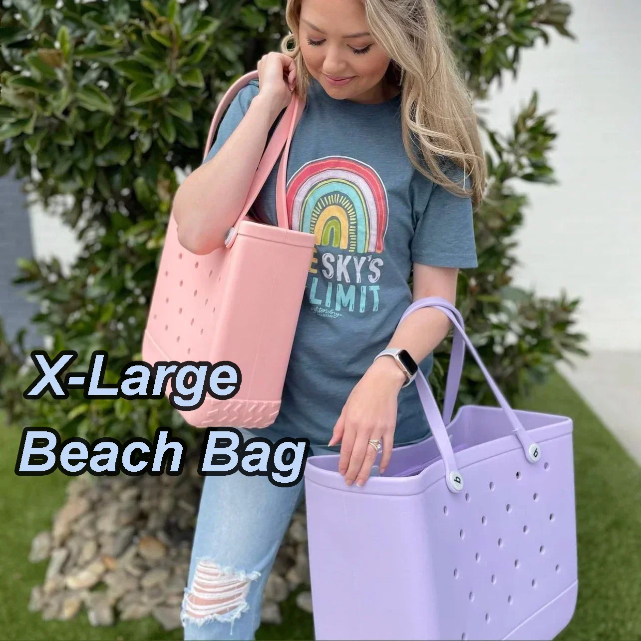 EVA Beach Bogg Bag Large Capacity Travel Bag for Women Rubber Beach Bags Tote Bogg Bag Mommy Waterproof Tote Shoulder Handbag