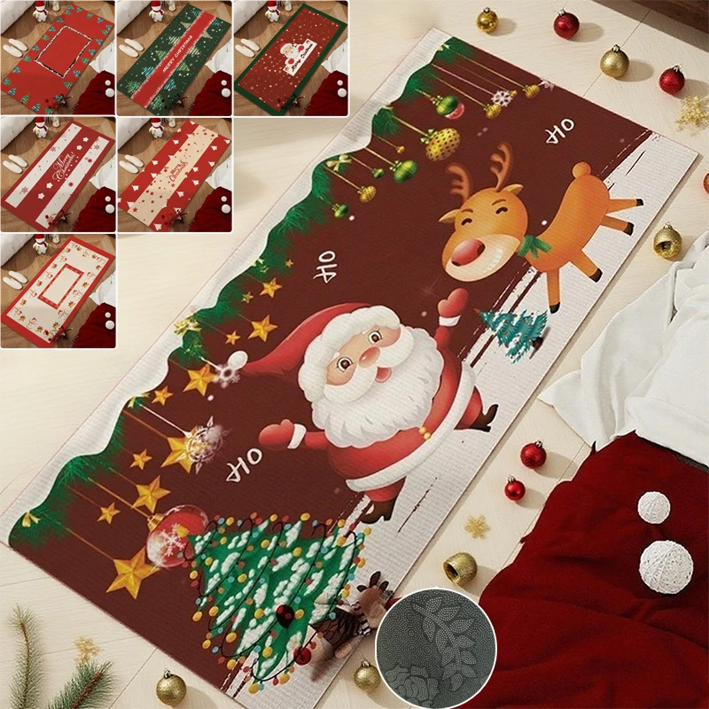 

Hot Sale New Vintage Christmas Carpet Advanced Sense Non-slip Washable Entrance Door Mat Bedroom Bedside Rug Tappeto Soggiorno