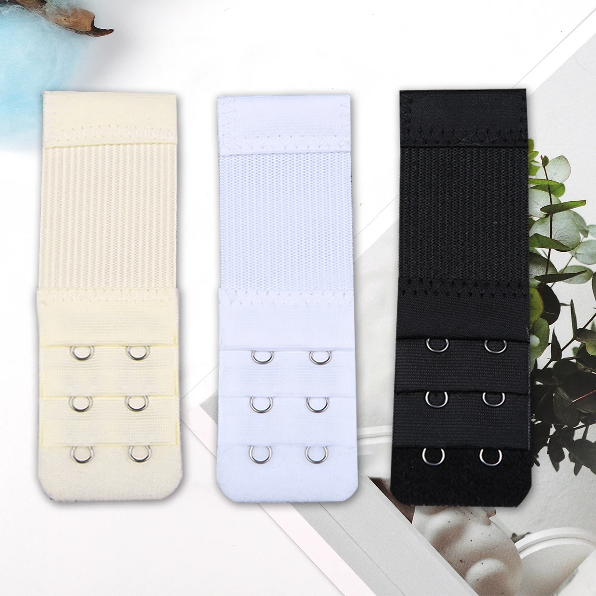 3pcs 3 Rows 2 Buttons Bra Extender for Women's Elastic Bra Extension Strap Hook Clip Expander Adjustable Buckle Intimates