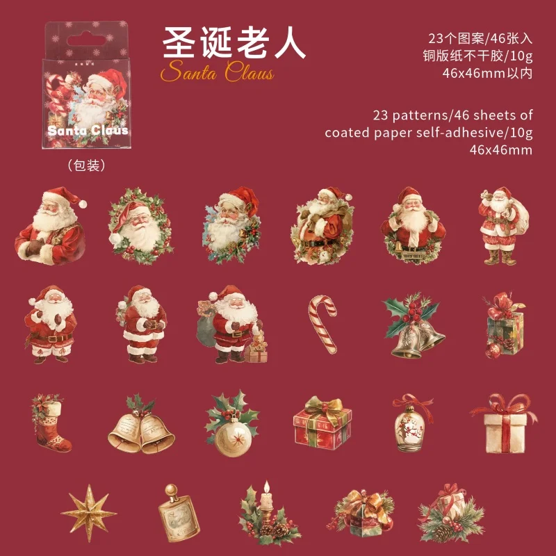 46 stuks Cartoon Kerstdoosstickers Cadeauverpakkingsstickers Scrapbook Briefpapierstickers DIY Handgemaakte Stickers