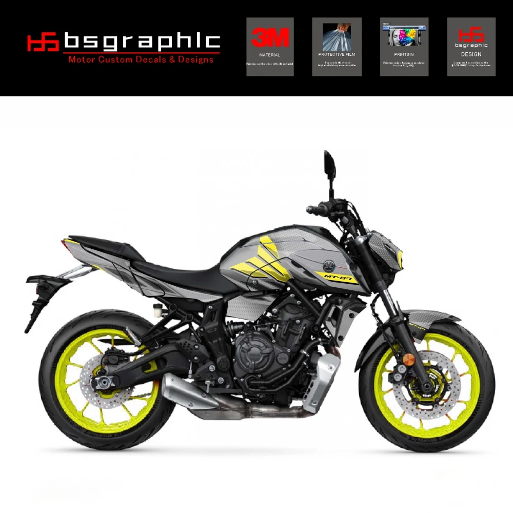 

Для Yamaha Mt-07 MT07 2021-2024 23 22 обтекатель кузова мотоцикла защитная наклейка наклейка уличный велосипед богомол графический комплект желтый