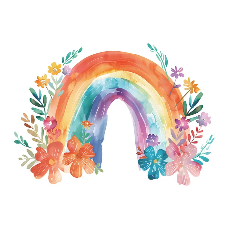 Bunte Blumen, Blätter, Regenbogen, Wandaufkleber, Kinderzimmer, Hintergrunddekoration, Tapete, Schlafzimmerdekoration, selbstklebende Wandaufkleber für Zuhause – Detail 7