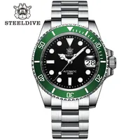 STEELDIVE SD1953 Black Dial Green Ceramic Bezel 300M Waterproof Sapphire Glass Men Dive Watches NH35 Automatic Mechanical Watch