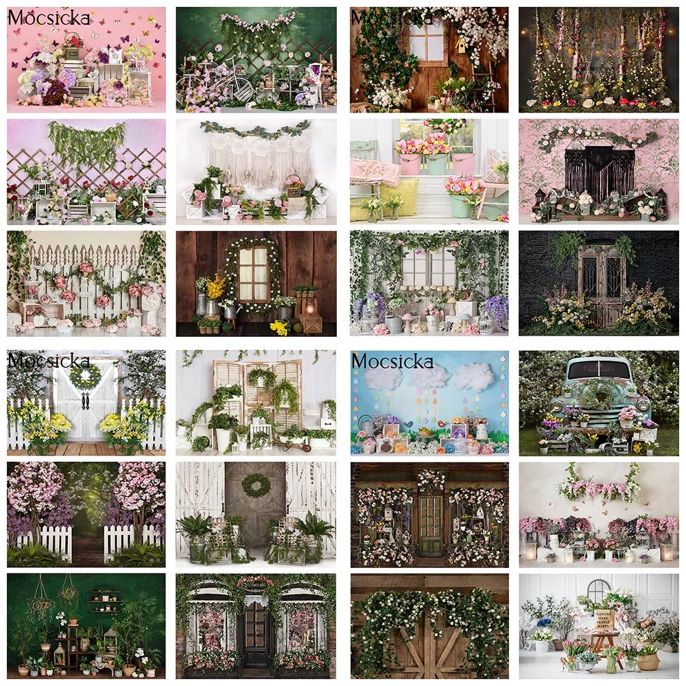 

Spring Cake Smash Portrait Photography Backdrop Flowers Vintage Garden Baby Birthday Background Kids Floral Art Photo Studio