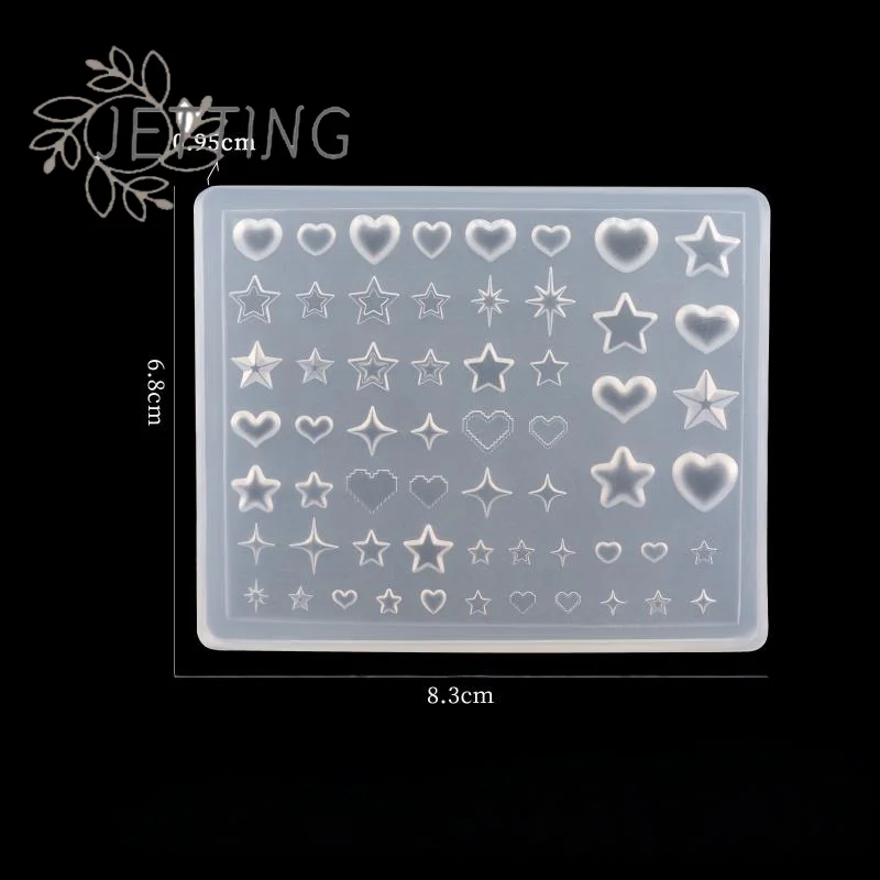 Creatividad caliente 3D corazón estrella pentagrama molde de uñas de silicona DIY decoración de uñas plantilla de manicura transparente para encanto de uñas