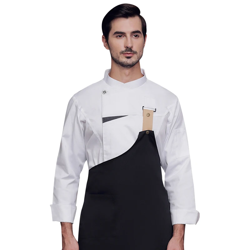 

Men Women Chef Shirts Jacket Apron Restaurant Kitchen Chef Uniform Cooking Suit Waiter Waitress Baker Bar Cafe Clothes Unisex