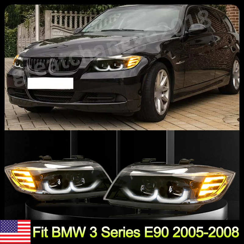 

Front Headlight LHD For BMW E90 3 Series E91 325i 328i 2004 2005 2006 2007 2008 LED Crystal DRL Automotive Signal Lamp Car Light