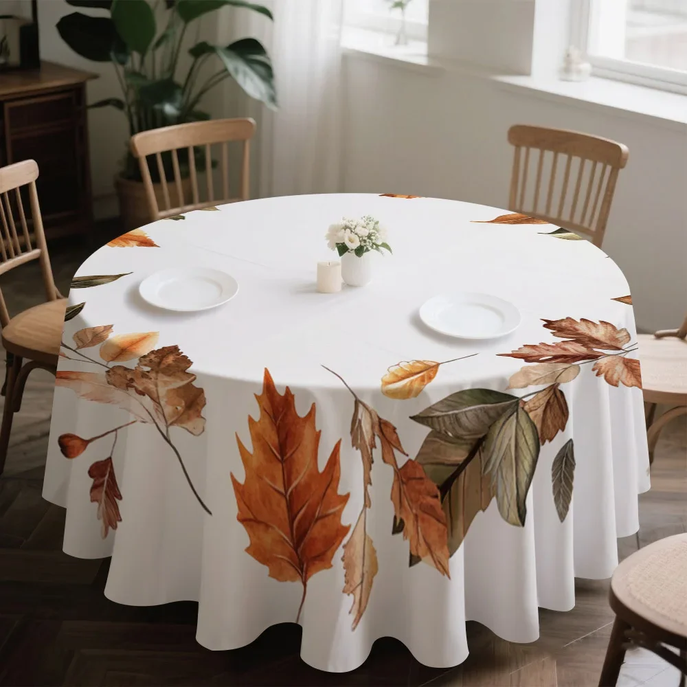 A set of autumn leaf circular garland tablecloth design, suitable for family gatherings and daily dining occasionsxzj