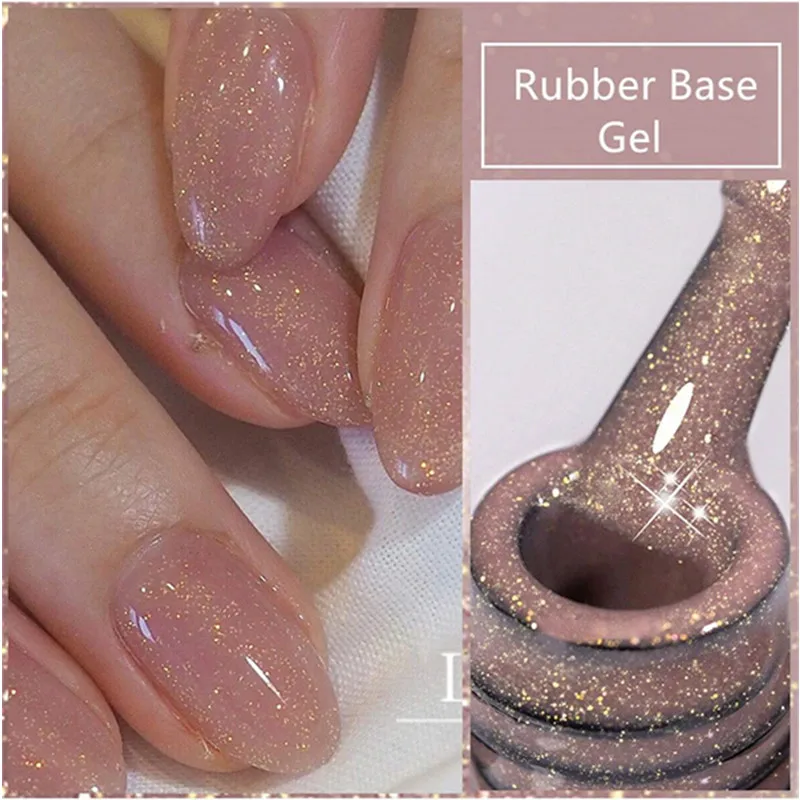 7ml Glitter Rubber Base Gel Polish Pink White Soak Off UV LED Self-leveling UV Construction Gel Varnish Manicure Nail Supplies