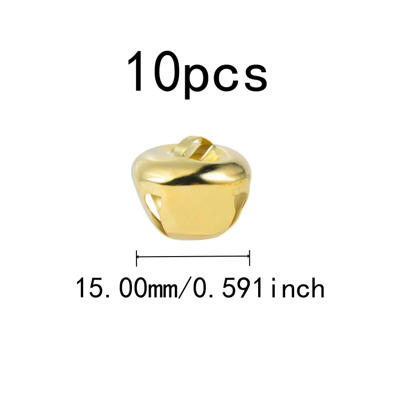 10 pcs 15mm Jingle Bell Charms, Christmas Tree Decor, Cross Shape Design, Clear Crisp Sound, Multipurpose, Gold