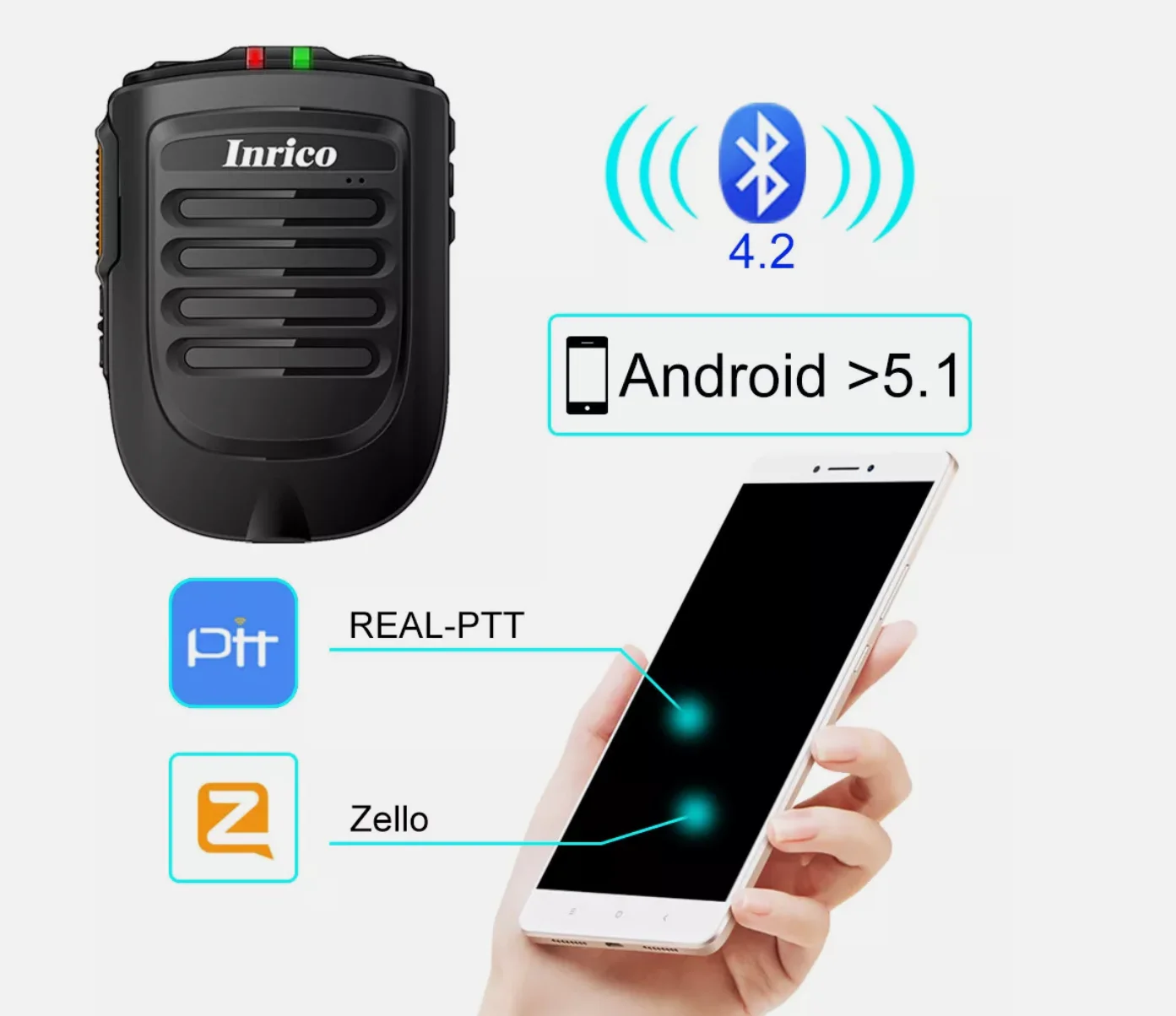 

Inrico B01 Wireless Microphone for 4G Network Radio S100 TM-7PLUS Moblie phone