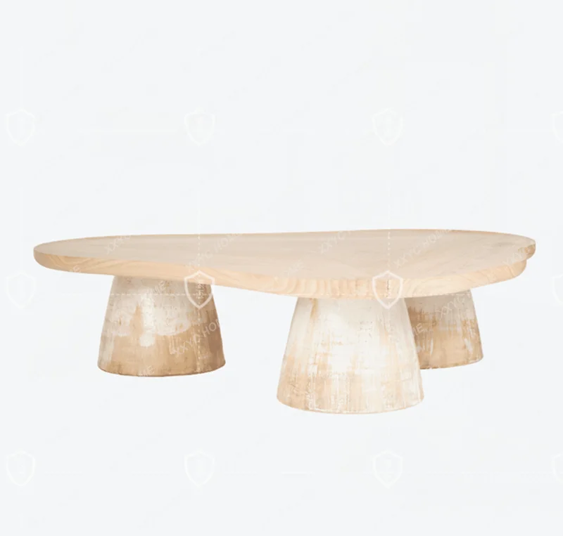 Antique style retro solid wood heart-shaped special-shaped coffee table