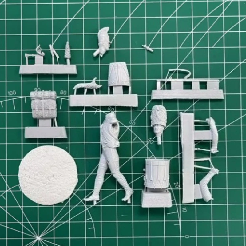 1/32 مقياس 54 مللي متر يموت الصب الراتنج نموذج لجسم عدة الفرنسية الفرسان الطبال (2 رؤساء) لعبة مصغرة المفكك غير مصبوغ لتقوم بها بنفسك Diorama