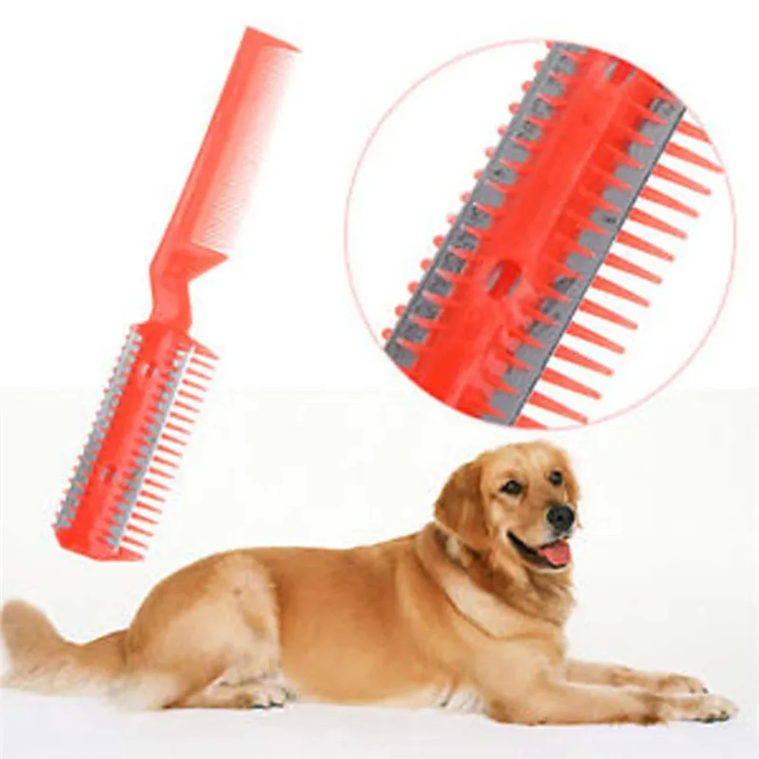 Professional Pet Grooming Kit - Effective Dog Hair Trimmer Comb with 2 Sharp Blades for Precise Cutting and Thinning - Dual-Use 