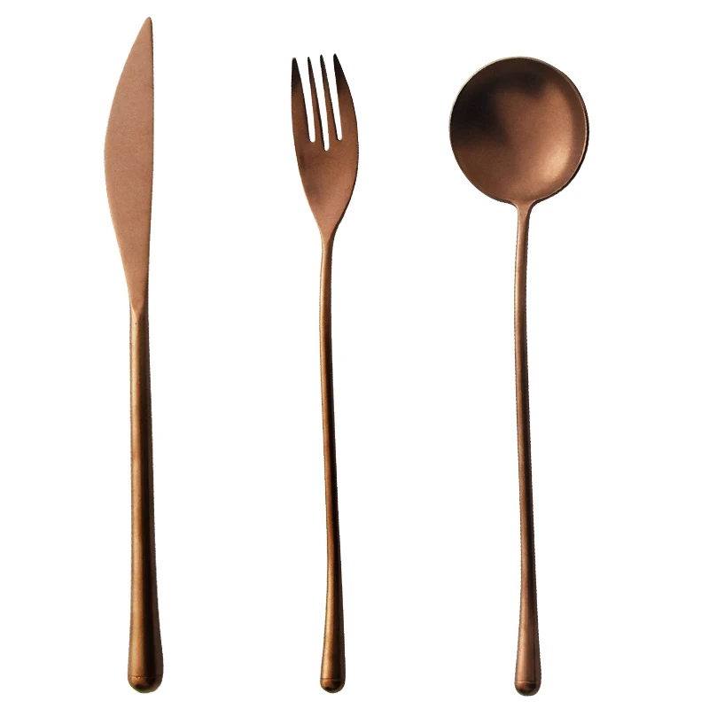 304 Stainless Steel Rose Gold Knife and Fork Spoon Set, Vintage Household Western Tableware, Dessert Spoon, Chopsticks