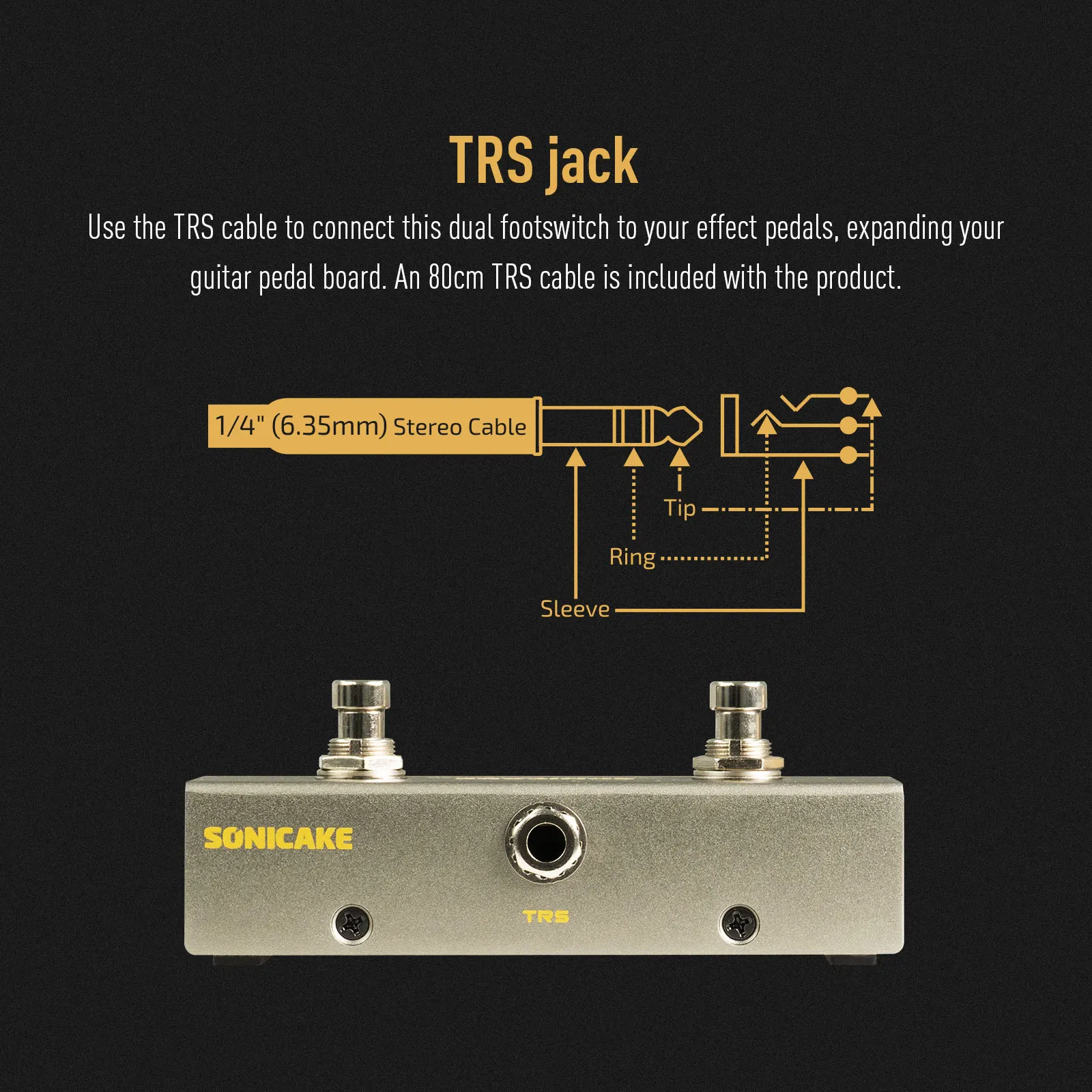 SONICAKE Momentary Footswitch A/B Dual-way Footswitch Foot Controller with TRS cable QFS-10