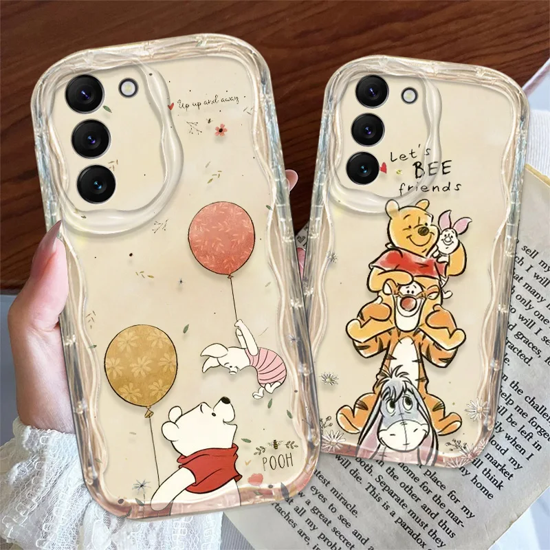 Winnie Pooh Bear Cartoon Phone Case For S21 S23 S24 Ultra Plus FE A55 A35 A25 A05S A54 A53 A52 A33 A32 Wave Oil Cover