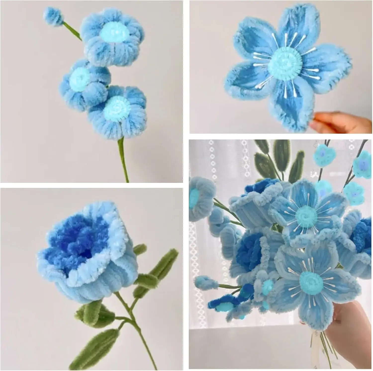 472 Pipe Cleaners Flowers Set, Mixed Colors Chenille Stems Bulk with Floral Wires, Gardening Tape, Stamen，Tutorial card view 6