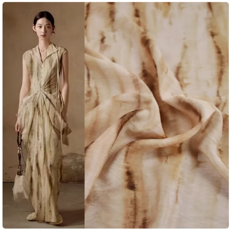 Imitate Grass Tree Smudge Sky Silk Cotton Fabric, Retro Shirt Dress, Cheongsam, Pants, Han Cloth Sewing Tissue, Soft, T2316