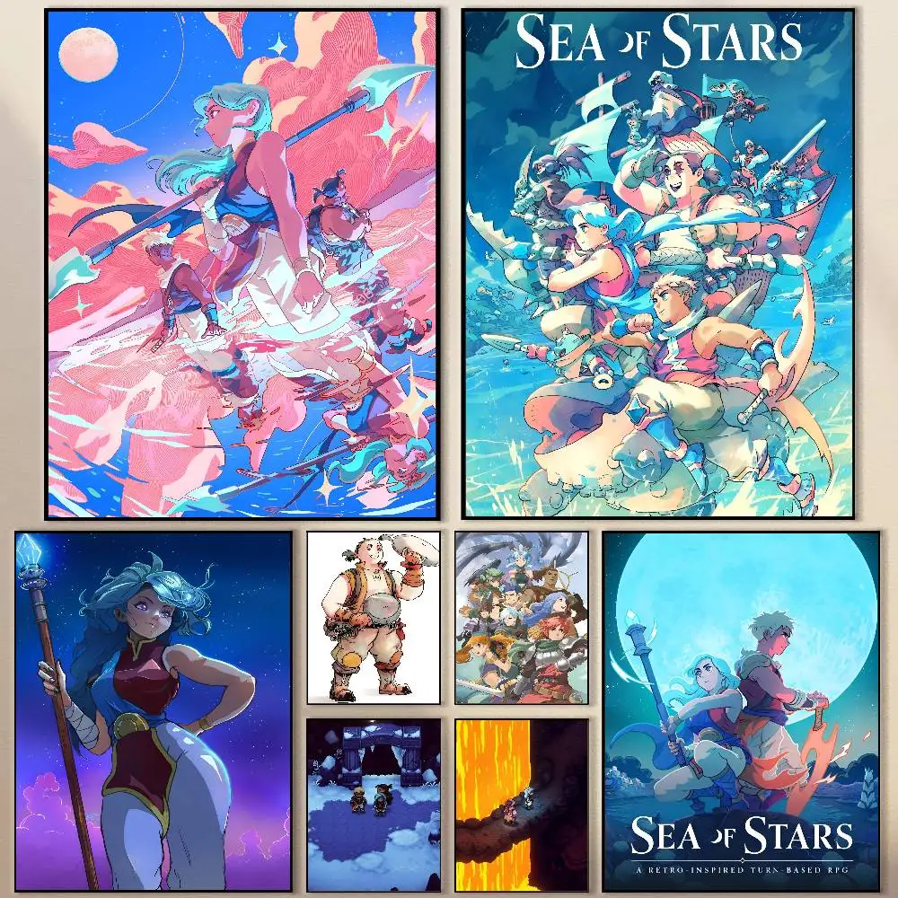 

Games Hot S-Sea of Stars Game Poster Modern Waterproof HD Wall Art Decal Self-Adhesive Aesthetic Decor for Home Living Room Bedr