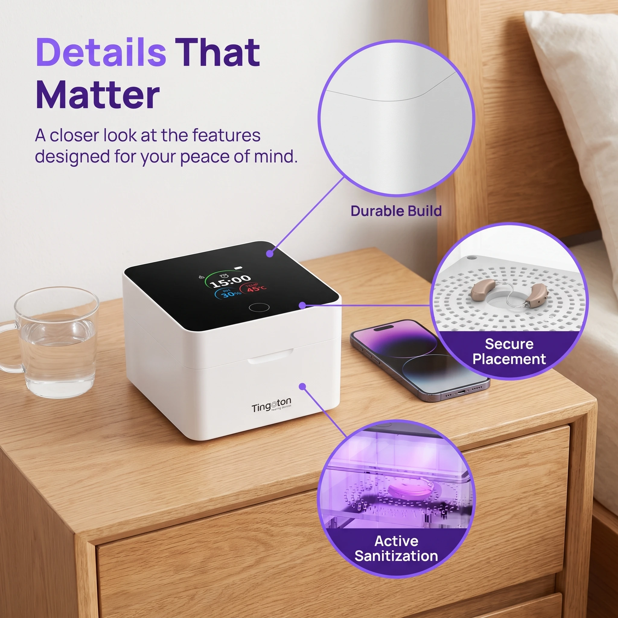 2026 T95 Portable UV Hearing Aid Dryer Dehumidifier Box Fast Drying Kit Eliminates Sweat & Moisture for Hearing Aids & Earphones