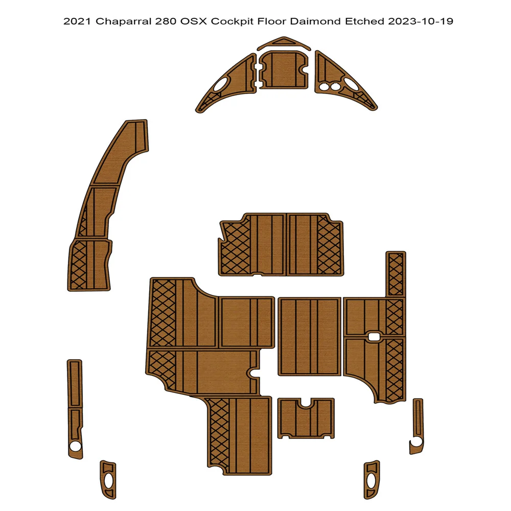 

2021 Chaparral 280 OSX Cockpit Pad Boat EVA Foam Faux Teak Flooring Mat SeaDek Marine Mat Gatorstep Style Self Adhesive