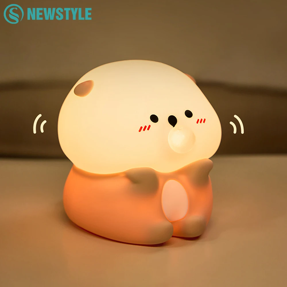 

Силиконовый детский спальный ночник Sea Otter с регулируемой яркостью, светодиодный мягкий таймер, перезаряжаемая прикроватная сенсорная лампа для декора спальни