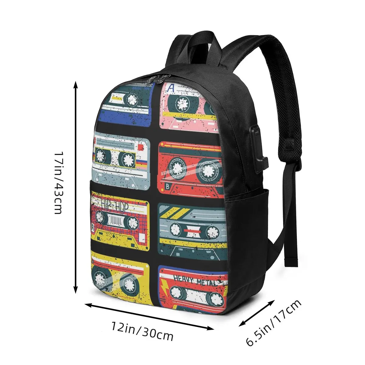 Vintage Old Style Cassette Tapes Backpack Travel Notebook Bag Computer College Student School Bag Laptop Shoulder Bags Men Women