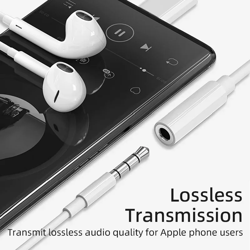 3.5mm Jack AUX Audio Cable Headphone Adapter for iPhone 14 13 12 11 Pro Max Mini XS XR X 8 7 HiFi Lossless Plug and Play Adapter