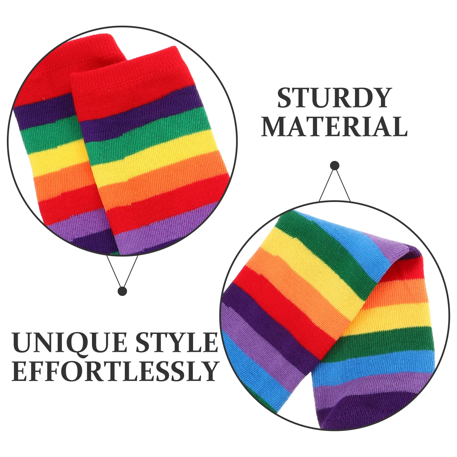 2Pairs Rainbow Striped Fingerless Gloves Women Hand Knitted Breathable Comfortable Party Gloves for Teens Daily Wear Pride