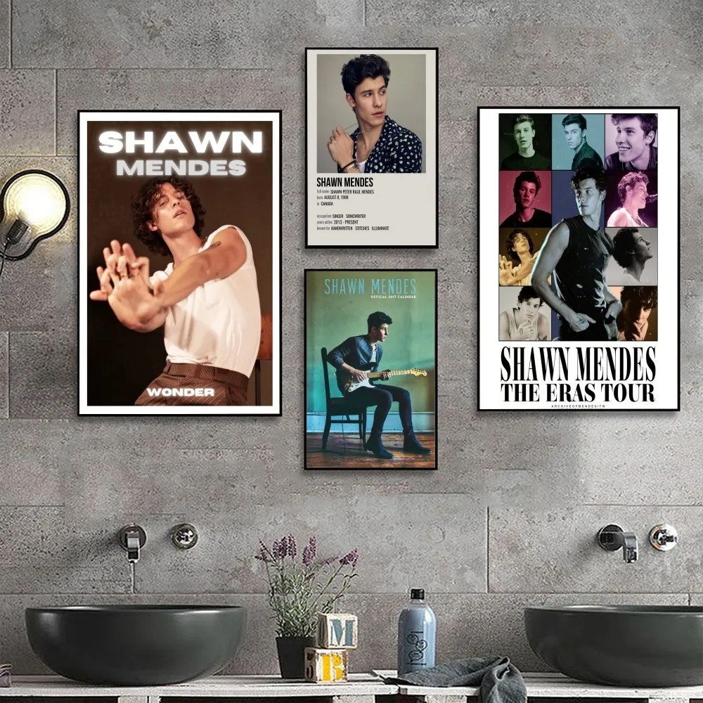 S-Shawn Mendes Popular Singer No Framed Poster Kraft Club Bar Paper Vintage Poster Wall Art Painting Bedroom Study Stickers