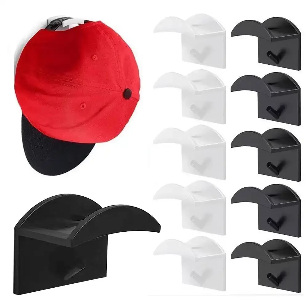 5/10Pcs Hat Holder Sticky Wall Mount Hook For Baseball Cap Casual Hat Storage Hook Free-punch Paste Portable Door Closet Hanger