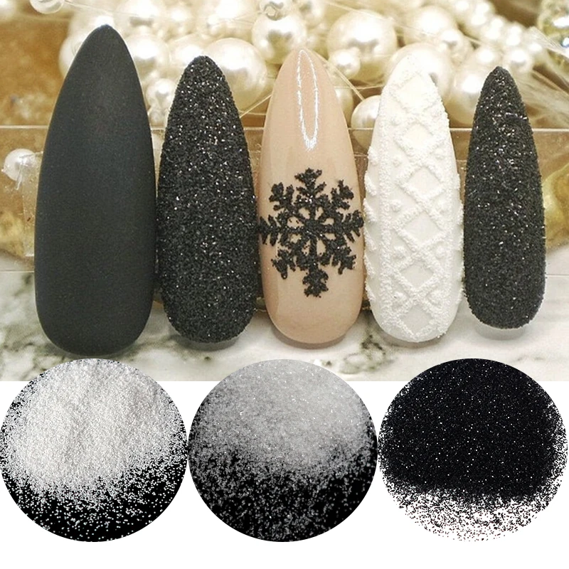 Shining Sugar Nail Glitter Powder Candy Coat Effect White Black Transparent Pigment Dust Nails Art Decorations DIY Christmas