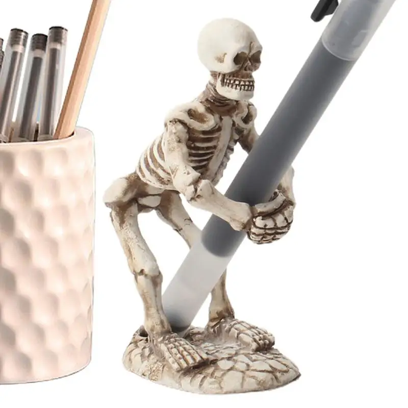 Skeleton Pen Holder Desktop Pen Holder Creative Makeup Brush Holder Resin Desktop Pen Holder For Halloween Home Decorations