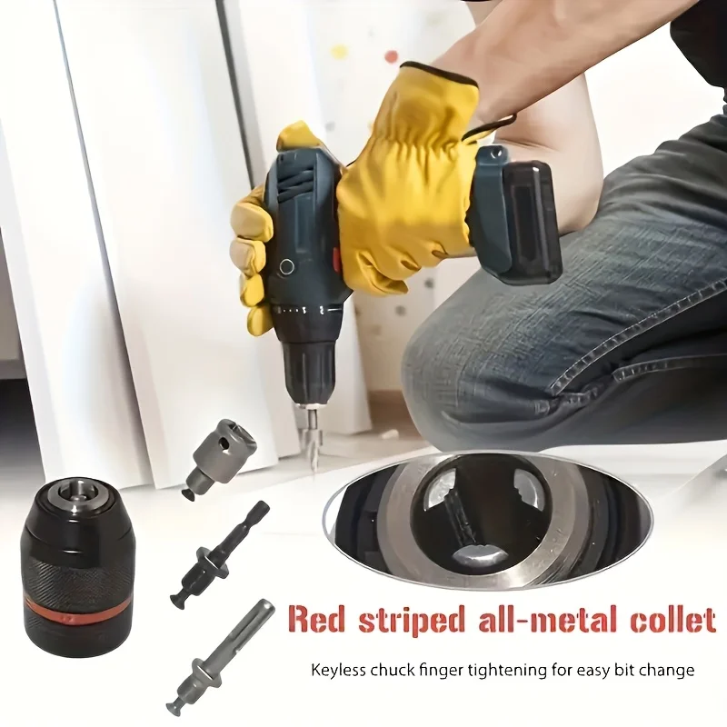 

For Three-Jaw Chuck Hammer Drill Impact Angle Grinder Electric Wrench Chuck Metal Ratchet Self-Locking Hex Extension Drill Chuck