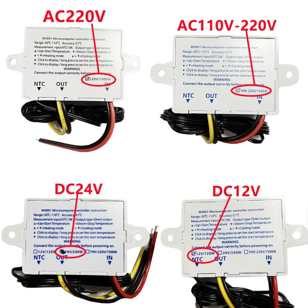 Imagem -03 - Temperatura de Controle Digital Sensor Termômetro Interruptor Termostato do Microcomputador Termômetro W3001 Novo Termorregulador 12 v 24 v 220v