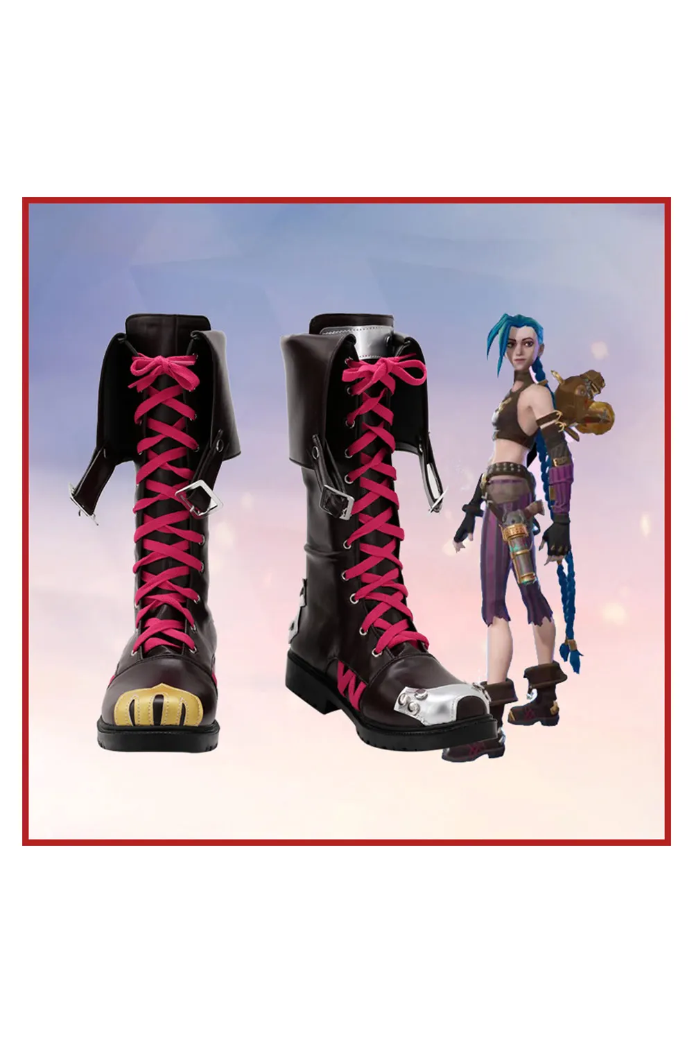 Arcane fantasia jinx cosplay sapatos botas lol calçados adultos das mulheres dos homens fantasia halloween carnaval festa traje acessórios