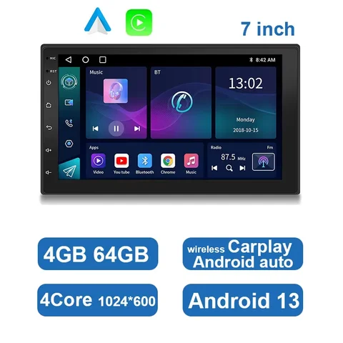 ESSGOO 7-10 дюймовый автомобильный мультимедийный плеер с Android Auto и Carplay — фото товара