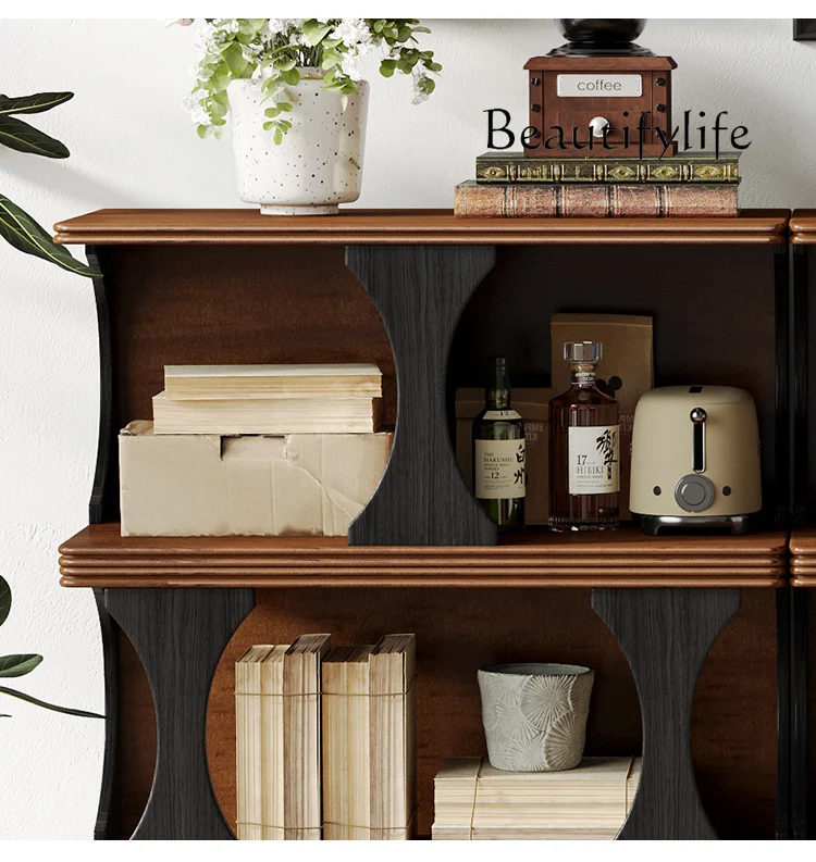 French medieval style all solid wood free combination cabinet household living room small apartment display cabinet