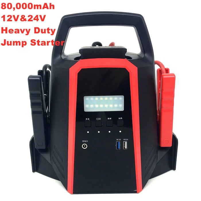 

car battery jump starter portable 12v 24v 86400mAH box 1600A 17L 750HP power pack