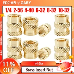 1/4 2-56 4-40 6-32 8-32 10-32 Inch Size Hot Melt Heat Brass Insert Nut Nutsert Threaded Copper Nuts Inserts Insertnut Embedded