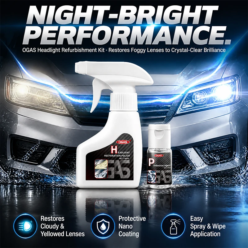 Headlight Refurbishment Kit 180ml+10ml Car Headlight Restorer with Nano Coating Anti-Yellowing Oxidation Remover Crystal Clear