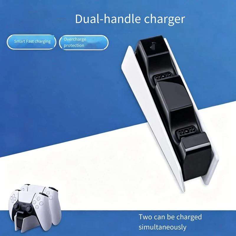 Super Sale For PS5 / PS5 Slim / PS5 Pro Wireless Controllers Dual-Controller Charging Dock Contact-Based Charging with LED EU