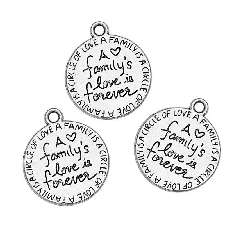 30pcs/lot--20x23mm, Antique silver plated Family\'s Love is Forever charms,DIY supplies, Jewelry accessories