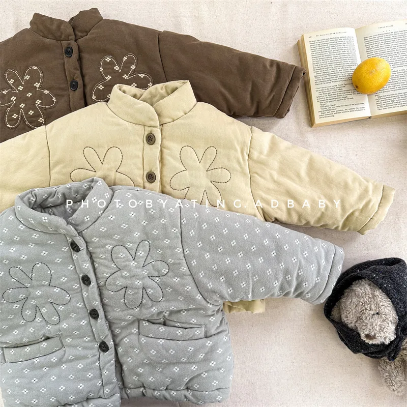2026 Winter New Children Plus Velvet Thick Warm Coat Girls Cotton Padded Jacket Baby Boys Fleece Quilted Jacket Kids Clothes