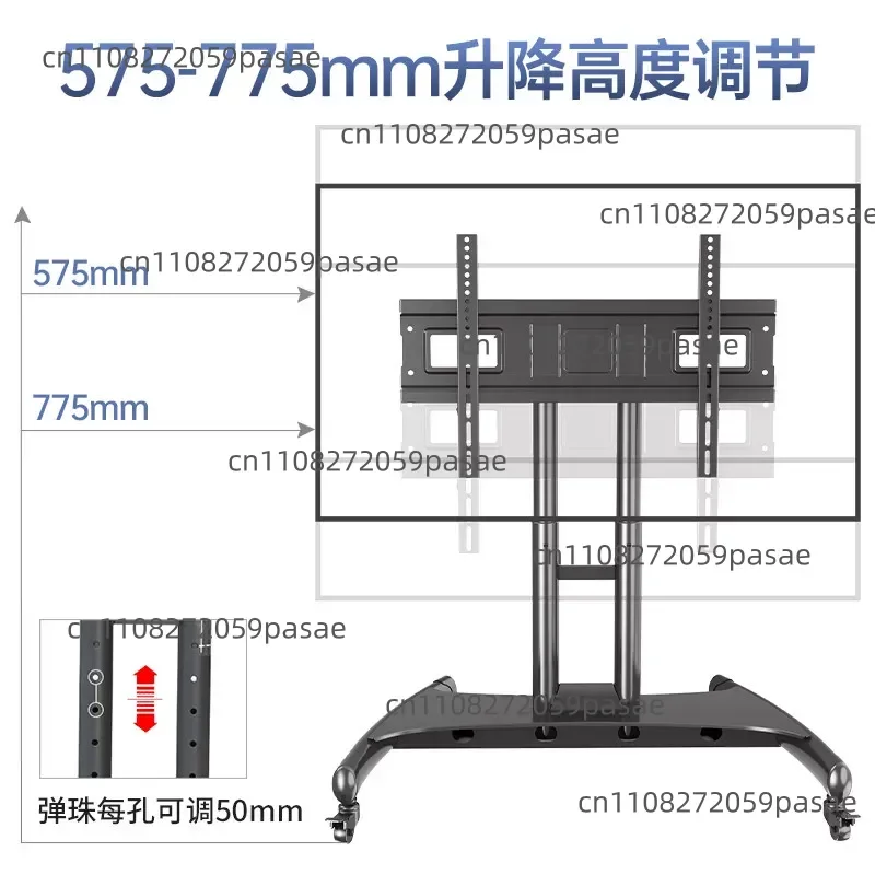 Low-profile LCD TV Cart, Stand, All-in-one Touchscreen Mobile Mount, Floor-standing Wall Mount