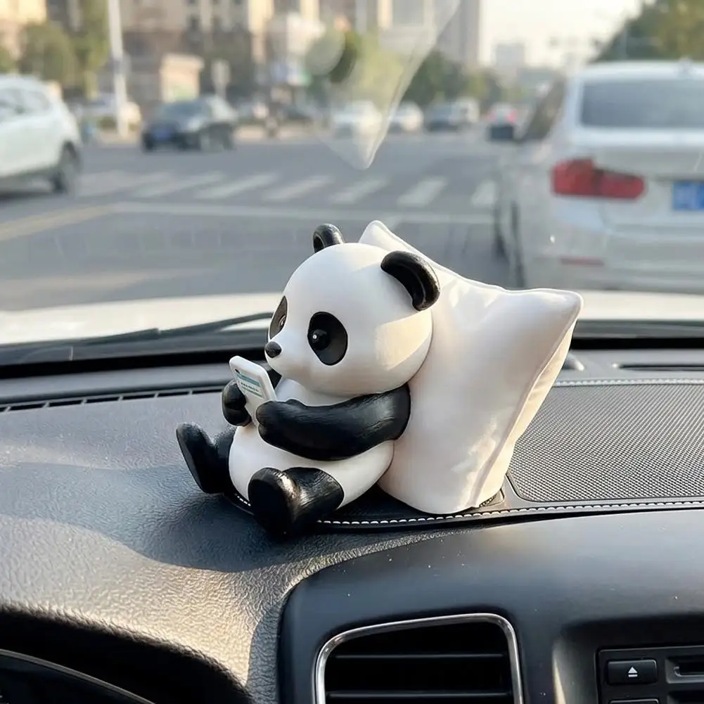Panda Sculpture Ornament, Desktop Office Decoration, Car Decor, Creative Animal Model, Collectible Figurines, Car ornament