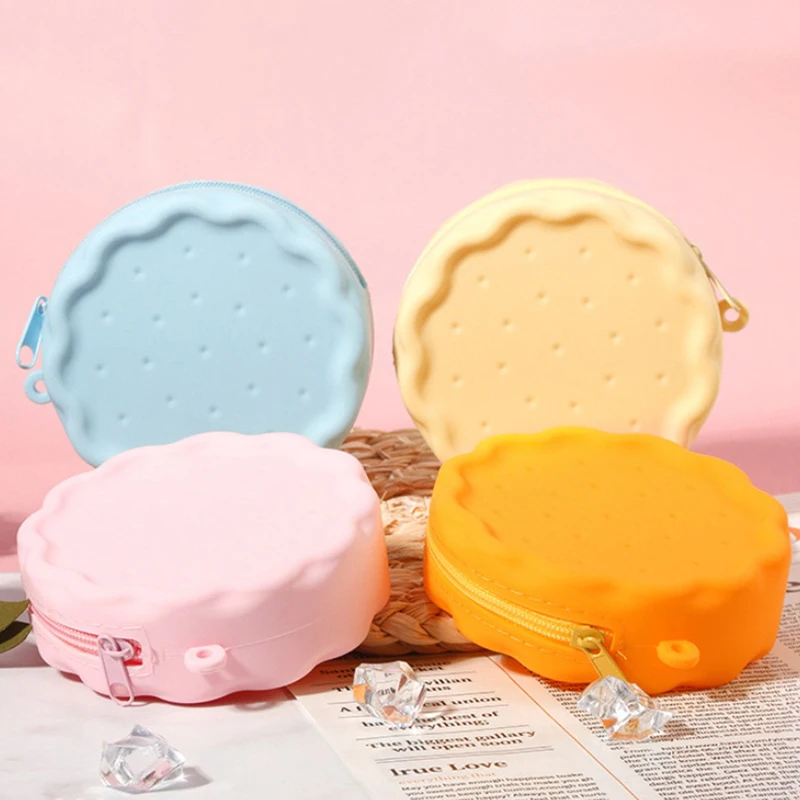 

Модный круглый силиконовый кошелек для монет для женщин, однотонная косметичка для губной помады, портативная дорожная сумка для хранения кабеля для передачи данных, кошелек