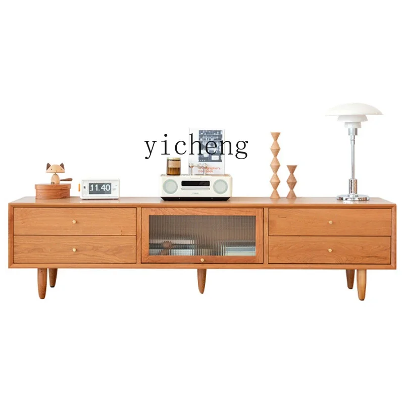 

ZK Solid Wood Coffee Table TV Cabinet Combination Storage Cabinet Cherrywood Living Room Furniture Simple Cabinet
